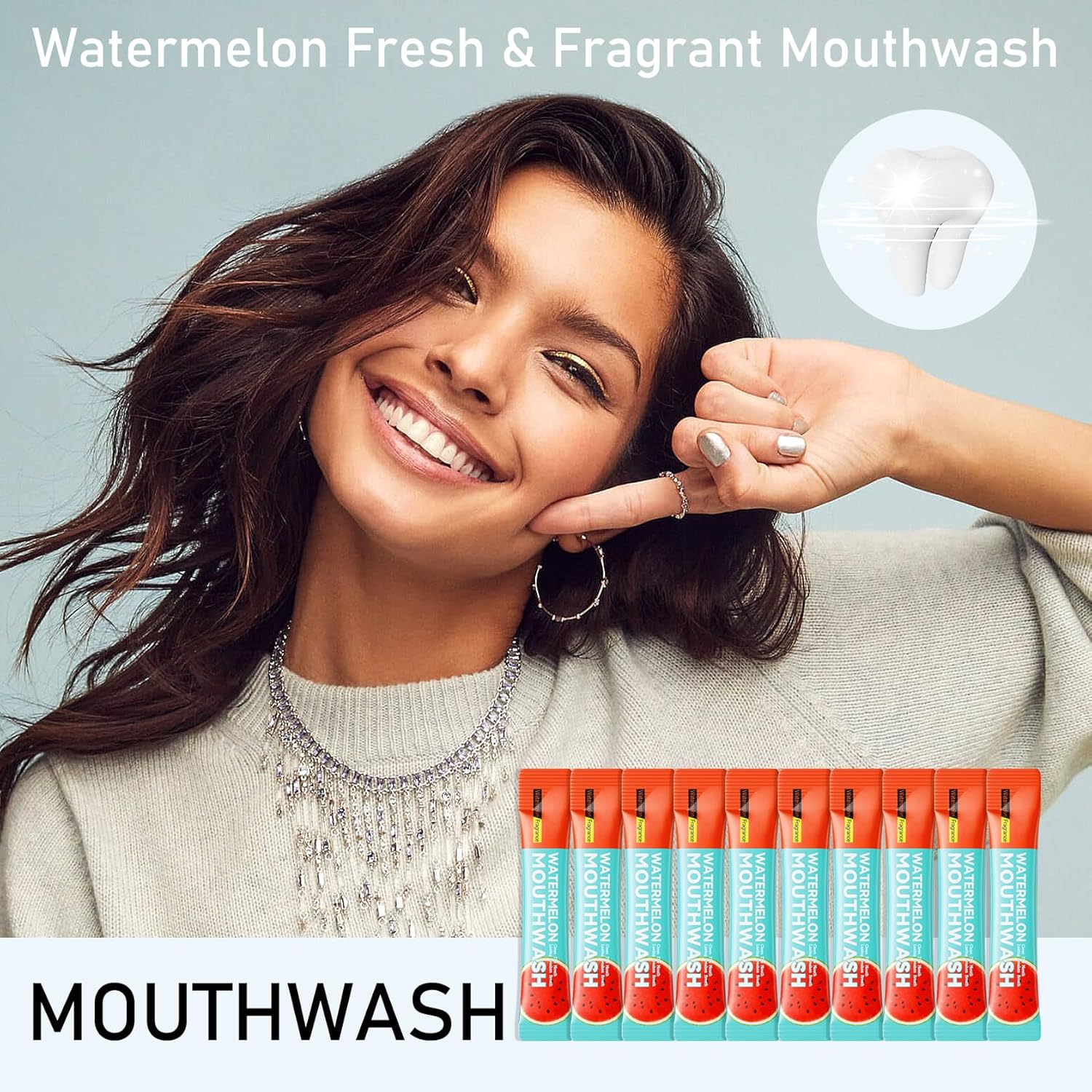 Mini Mouthwash Travel Size,Watermelon Flavor Portable Individual Travel Mouth Wash for Fresh Breath, Refreshing Long Lasting Gentle Oral Care Mouthwash Packs(Pack of 20)