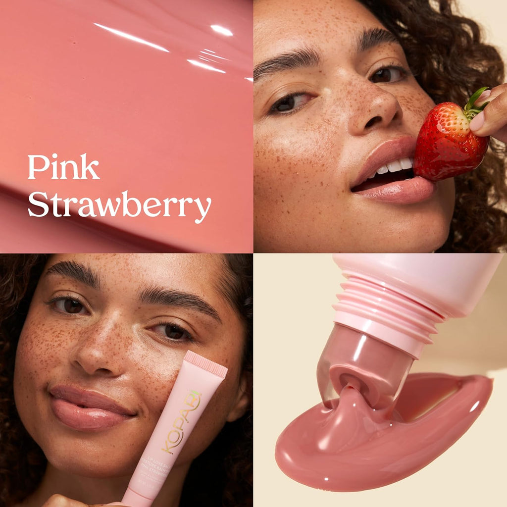Kopari Lip Love Moisture Balm in Pink Strawberry SPF 30-100% Mineral Zinc Oxide Lip Sunscreen, Ceramide Hydrating Tinted Lip Balm, Clean Vegan & Reef-Friendly, 0.35 oz