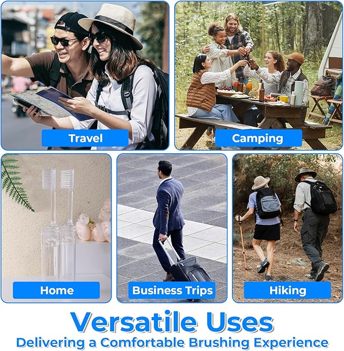 8 Pieces Travel Toothbrush Set, Mini Soft Portable Toothbrushes, Folding Traveling Tooth Brush with Case, Small Individually Wrapped Toothbrushes for Home Camping Hiking