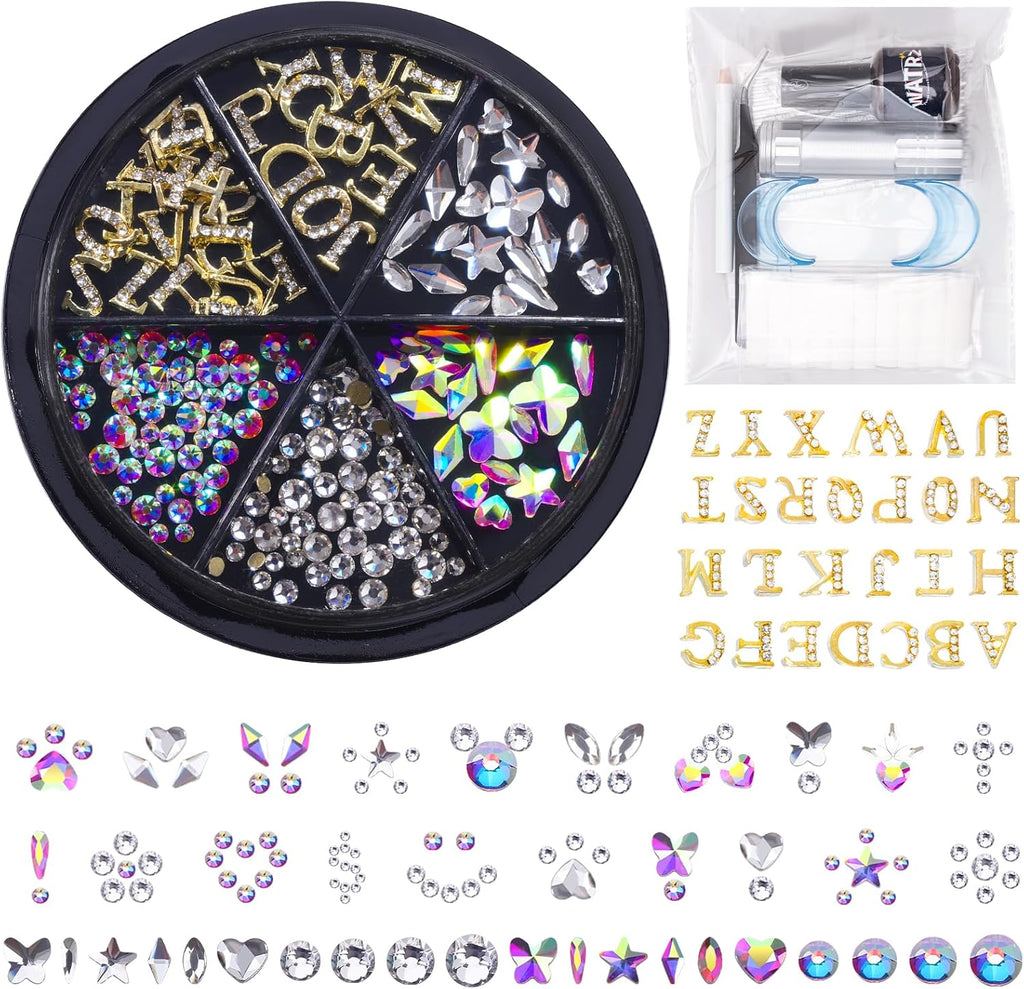 154 Letter pcs Teeth Gem Kit,Tooth Gems for DIY Crystals Teeth Jewelry Kit for Girls Gold Y2K Butterfly Love for Boys Silver (Gold)