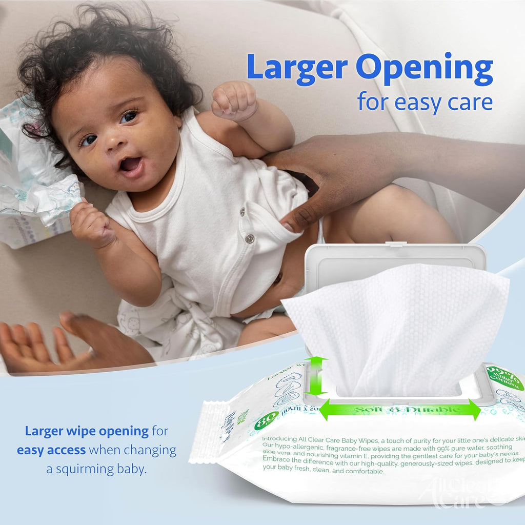 Baby Wipes, Bulk Unscented, Sensitive Skin, 99% Water, Large Soft Durable Wet Wipes, Hypoallergenic with Vitamin E & Aloe, Flip-Top Lid, Wholesale 24-Pack (1920 Wipes)