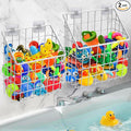 2 Pack Bath Toy Storage Organizer Basket, Large Metal Bathtub Toy Holder, Wall Mounted Hanging Shower Basket, Bath Toy Organizer For Bathtub for Easy Access and Sorting Toys/Clothes/Toiletries