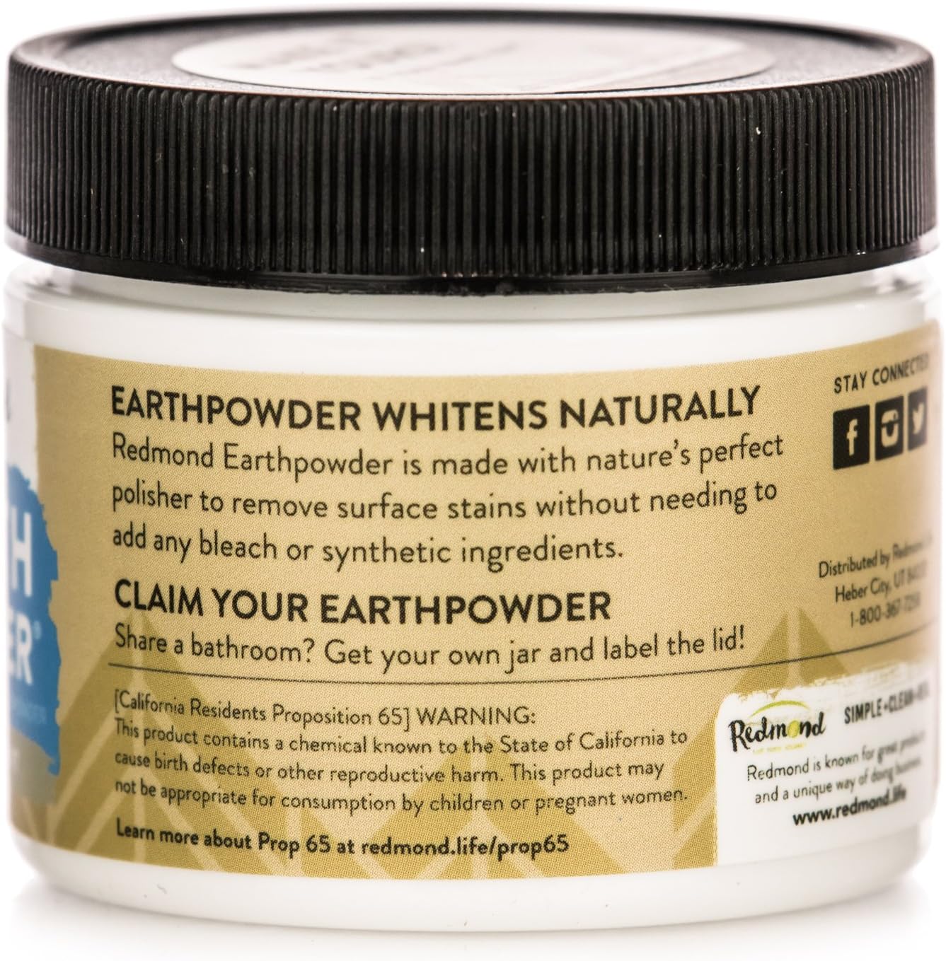 Redmond Earthpowder, All Natural Tooth and Gum Powder Bentonite Clay, Peppermint