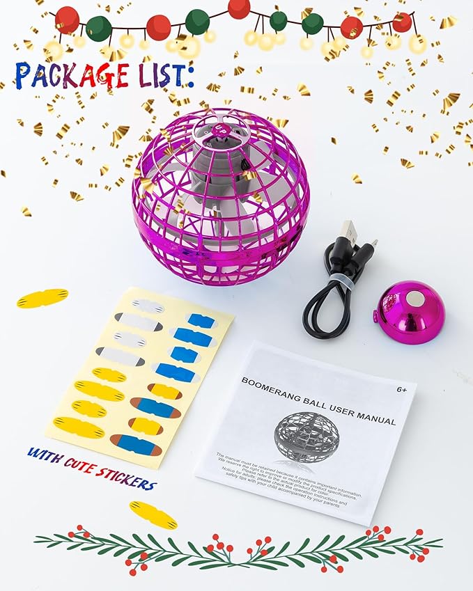 2025 Latest Cool Boys Toys Flying Orb Ball Toys for Ages 8-13 Hand Controlled Boomerang Hover Balls Mini Drone Flying Spinner UFO Magic Ball Christmas Birthday Gifts for Boys Girls