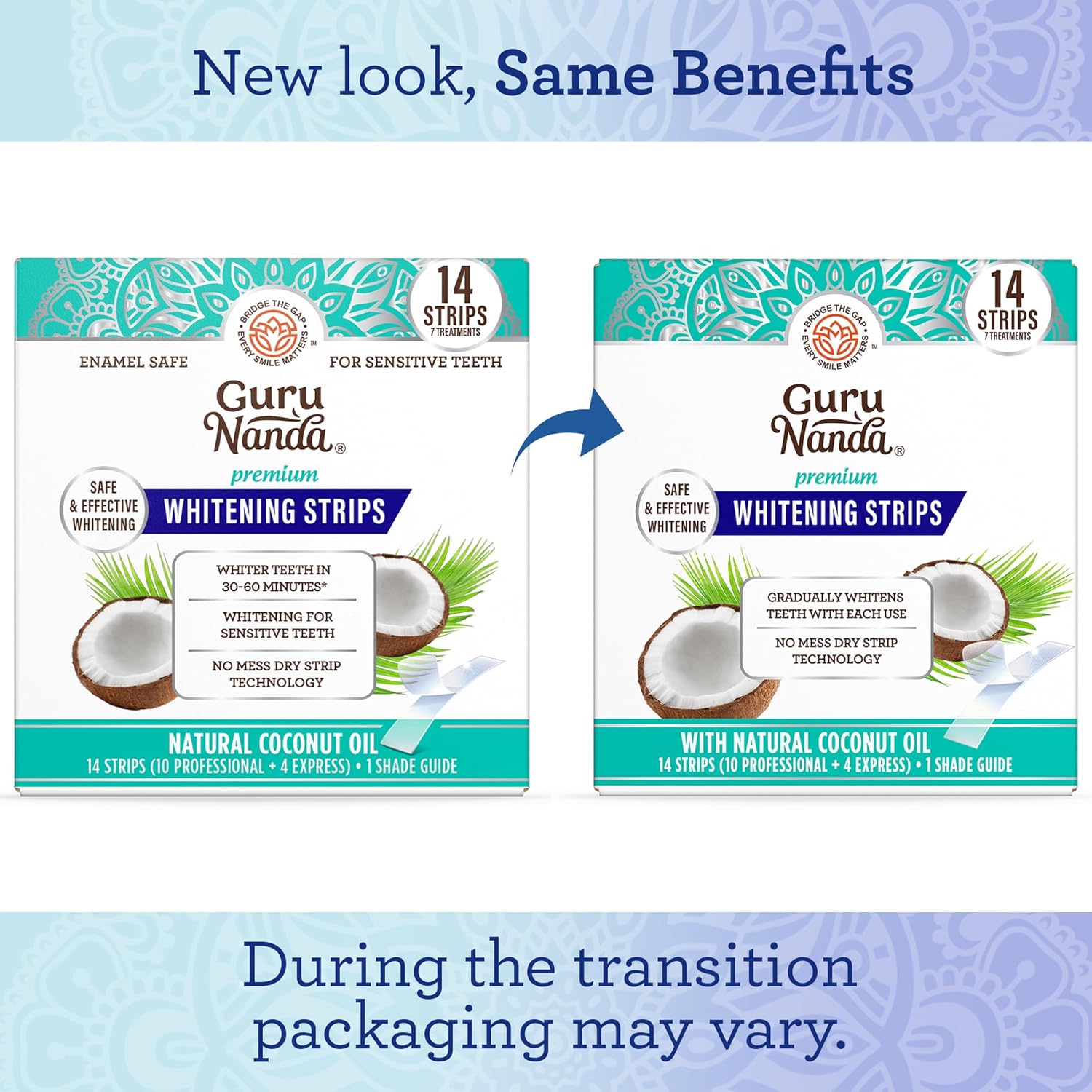GuruNanda Teeth Whitening Strips - 7-Day Treatment with Non-Slip, Dry Strip Technology - Whitening Designed with Care for a Brighter Smile