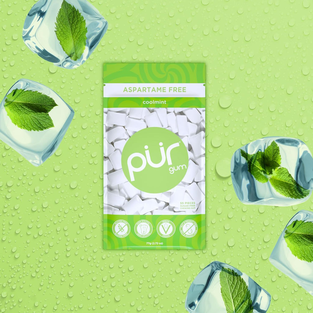 PUR Gum | Aspartame Free Chewing Gum | 100% Xylitol | Natural Coolmint Flavored Gum, 55 Pieces (Pack of 3)
