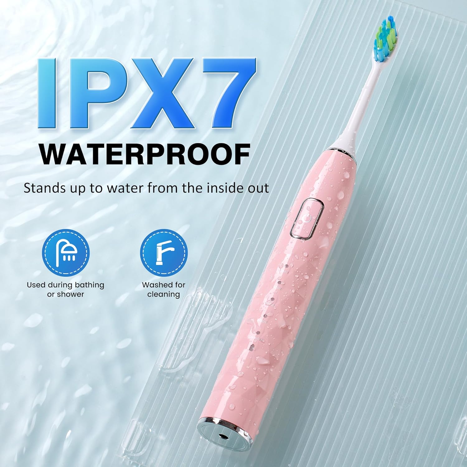 Sonic Electric Toothbrush for Adults - Deep Cleaning Teeth Whitening6 Replacement Brush Heads100-Day Battery5 Modes w/SensitiveIPX7 Waterproof (Color Options)