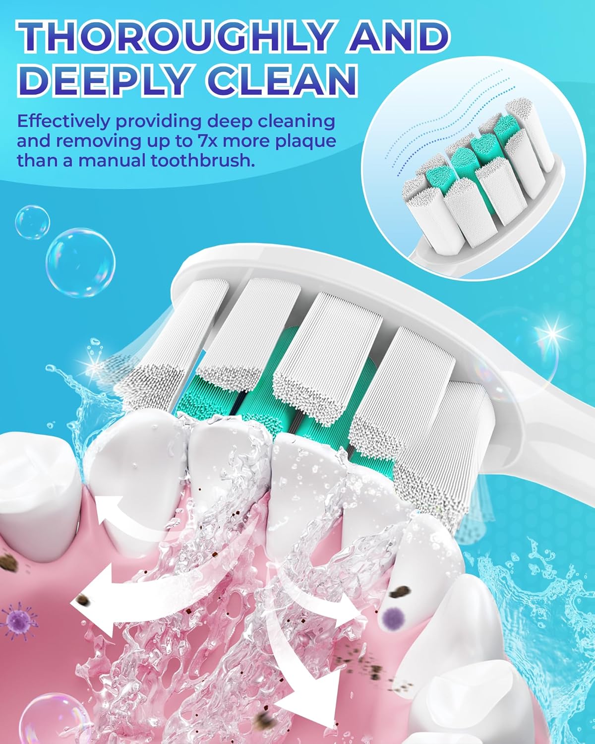 Replacement Toothbrush Heads Compatible with Philips Sonicare：5 Pack Soft Replacement Electric Brush Head Compatible with Phillips Sonicare Snap-on System