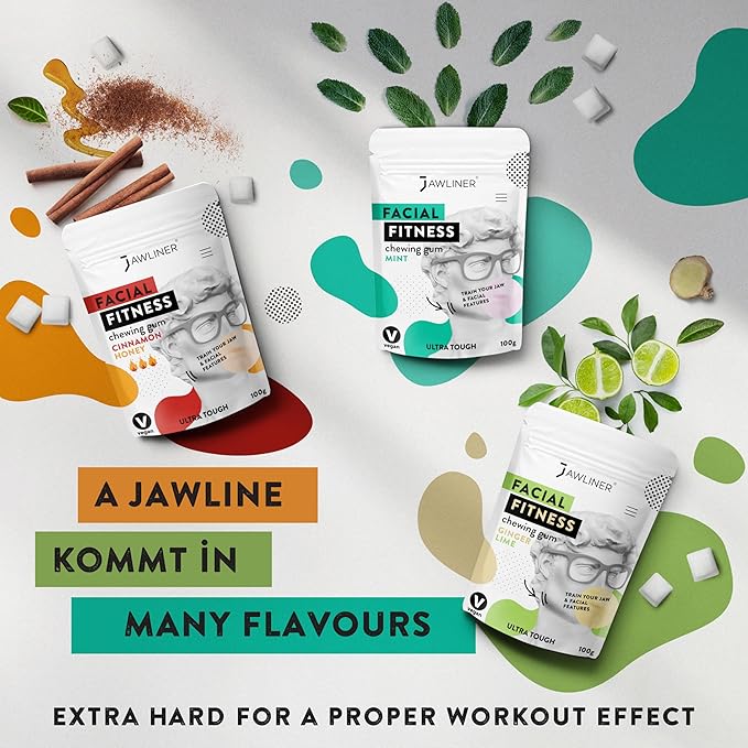 Jawliner® - Pioneers the Toughest Handmade 15x Harder Jawline Gum Includes 12 Weeks Coaching - Sugar-Free Mint Chewing Gum - Jawline Exerciser for Mewing & Shaping the Jaw (12 Months Pack)