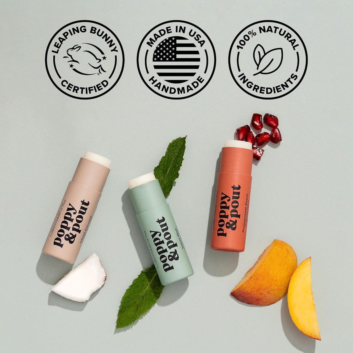Poppy & Pout Sweet Mint A Jumbo Lip Balm | All Natural Lip Balms & Moisturizers | Hydrates with Beeswax, Vitamin E, Organic Coconut Oil | Cruelty-Free | Lip Balm in Recyclable Cardboard Tube