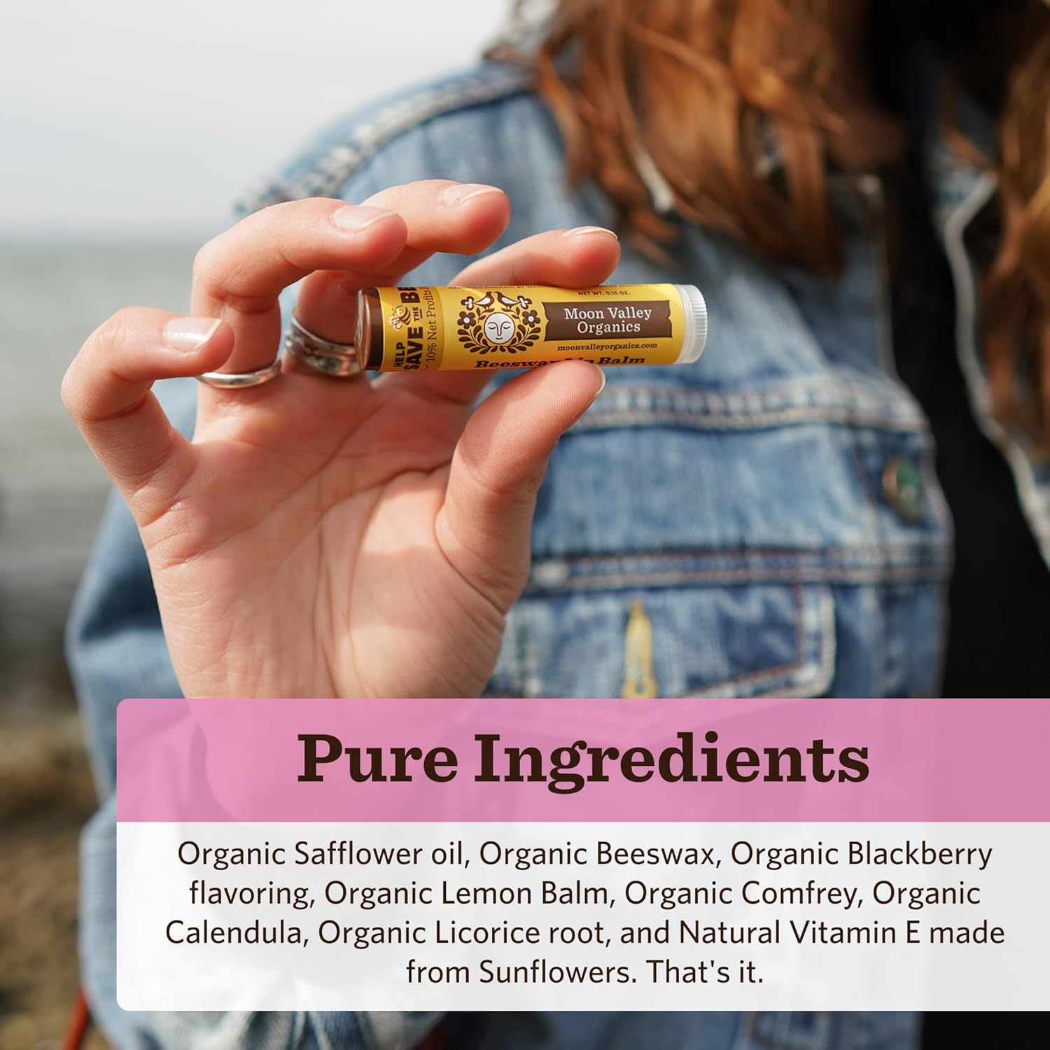 MOON VALLEY ORGANICS Organic Herbal Lip Balm Blackberry, 0.15 OZ