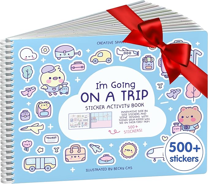 CUPKIN My First Trip Sticker + Coloring Book (500+ Stickers & 12 Scenes) Side by Side Activity Book Design, Fun Toddler Travel Essential Sticker Books for Kids 2-4, Great for Older Boys & Girls