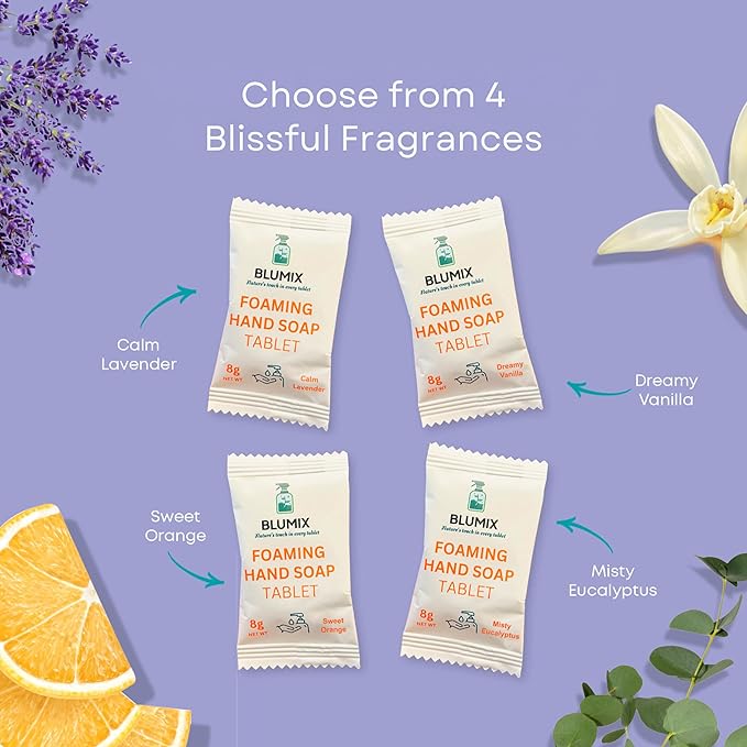 Foaming Hand Soap Tablet Refill – 6 Pack | Sweet Orange Scent | Eco-Friendly, Non-Toxic, Plastic-Free, Zero Waste, Just-Add-Water | Safe for Kids, Home & Travel