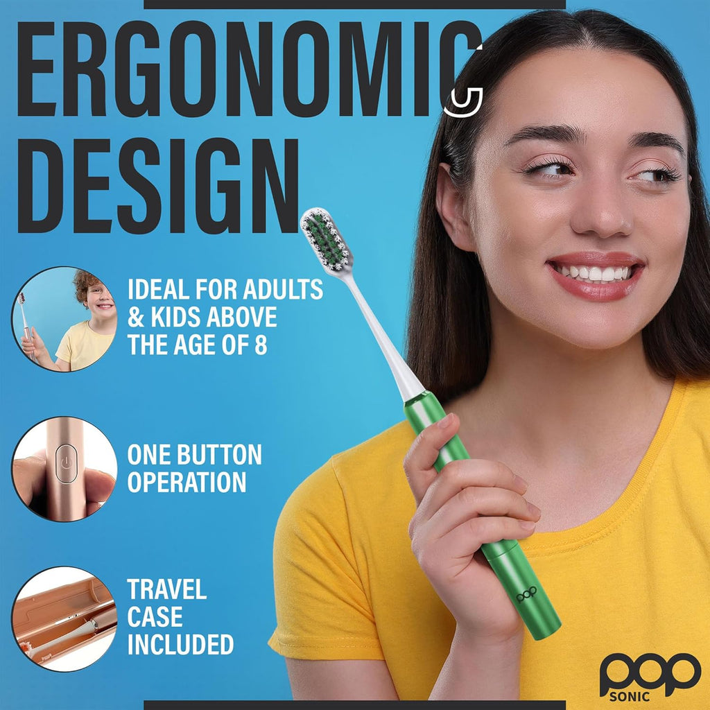 Go Plus Sonic Toothbrushes for Adults w/Electric Toothbrush Case - Electric Toothbrush for Adults & Kids - Sonic Toothbrush w/ 2 Speeds - 18000-24000 Vibrations Per Minute (Emerald Green)