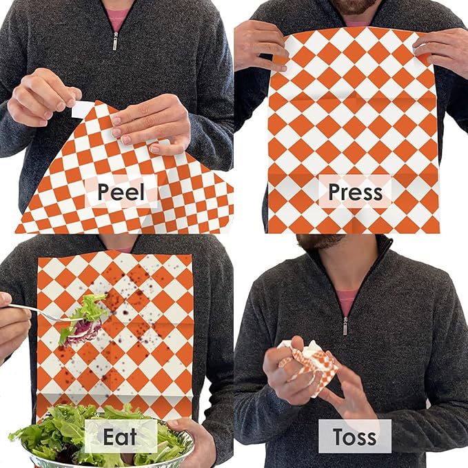 Disposable Bibs for Adults, Kids & Elderly Senior | Adhesive Tab Eating Napkins, Personal Use, Home Care, Business | Spill Absorbent, Stain Liquid Repellent | Red & White Diamond, 400 Count