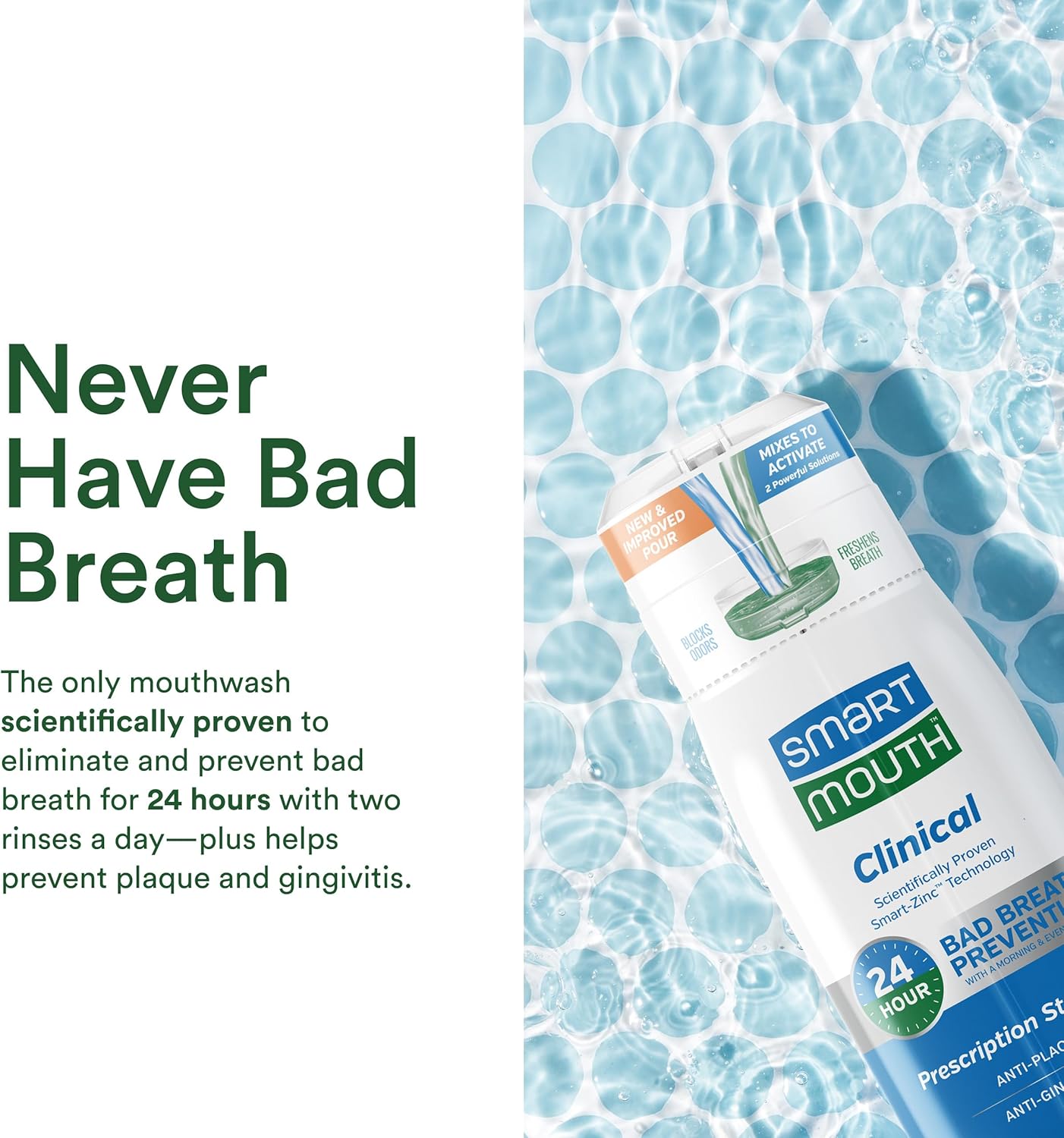 SmartMouth DDS Activated Clinical Mouthwash - Adult Mouthwash for Fresh Breath - for Gum Health, Gingivitis & More - Clean Mint Flavor, 16 fl oz (2 Pack)