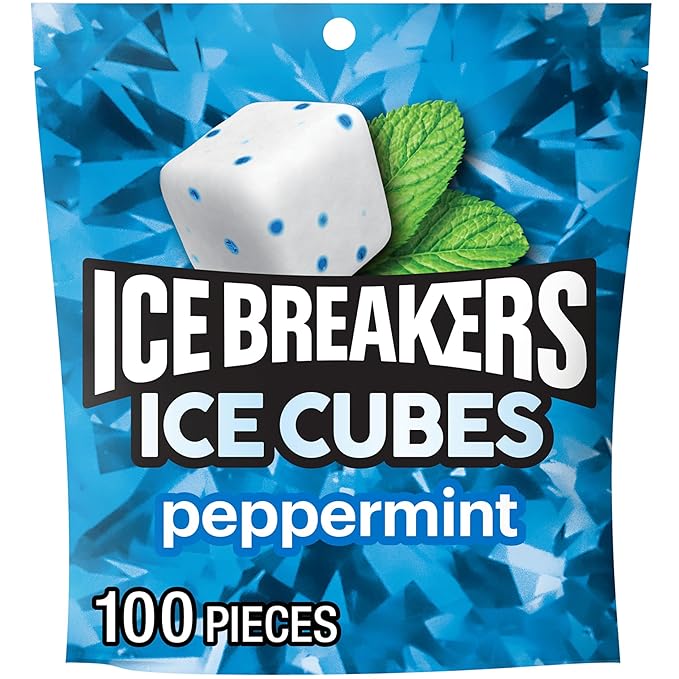 ICE BREAKERS Ice Cubes Peppermint Sugar Free Chewing Gum Pouch, 8.11 oz (100 Pieces)