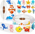 1200 Pcs Ocean Animal Stickers Roll Sea Animal Stickers for Kids Cute Roll Sticker Cartoon Fish Sticker Deals Sea Creature Labels for Teacher Reward School Supplies Incentives (16 Styles)