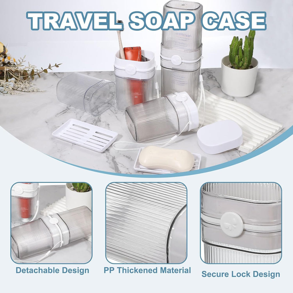 uxcell 1Pcs Travel Toothbrush Case, Portable Travel Toothbrush Holder with Cover, Toothbrush and Toothpaste Container for Bathroom, Gym,Business Trip, Camping (Light Gray)