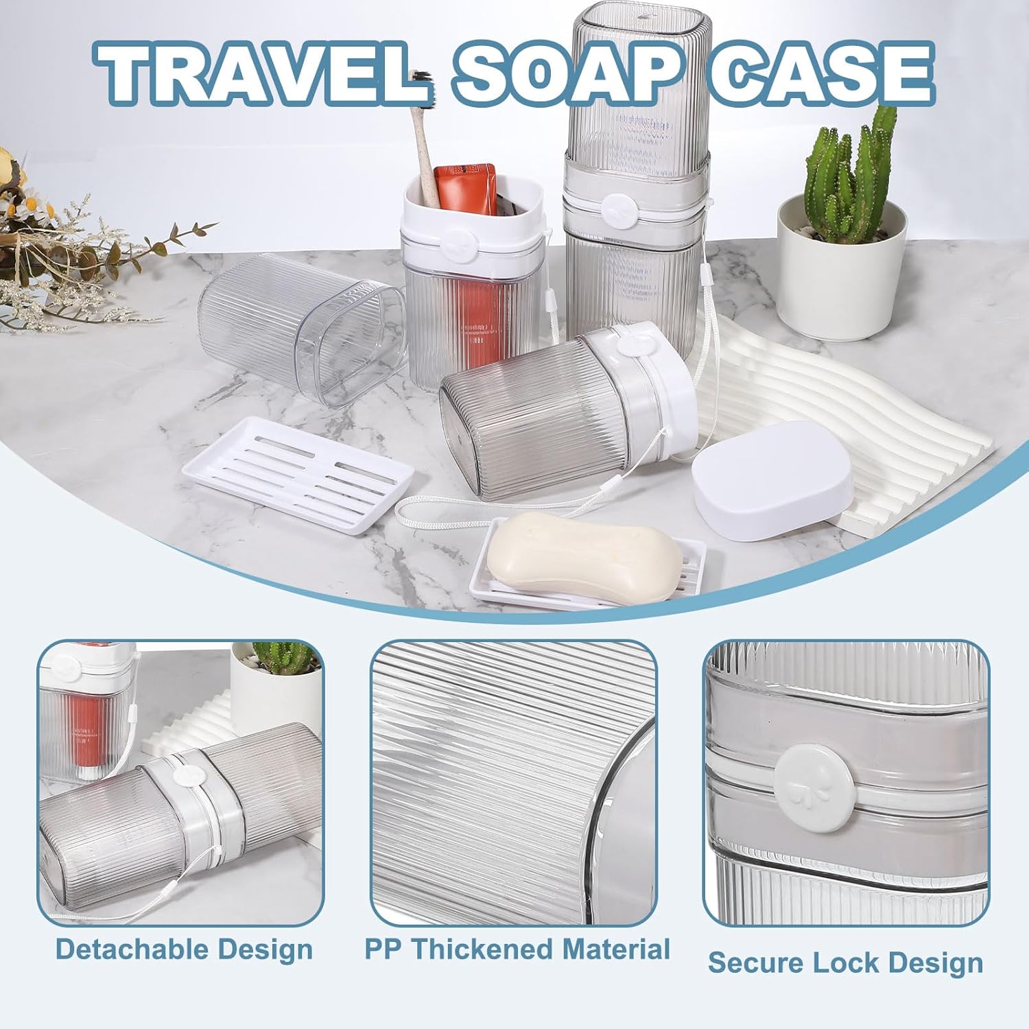 uxcell 1Pcs Travel Toothbrush Case, Portable Travel Toothbrush Holder with Cover, Toothbrush and Toothpaste Container for Bathroom, Gym,Business Trip, Camping (Light Gray)