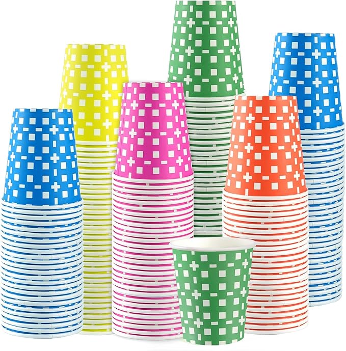 500 Pack 5oz Paper Cups, Multicolor Small Disposable Bathroom Mouthwash Cups for Christmas Party, Picnic, Travel and Event, BBQ, 5 Colors