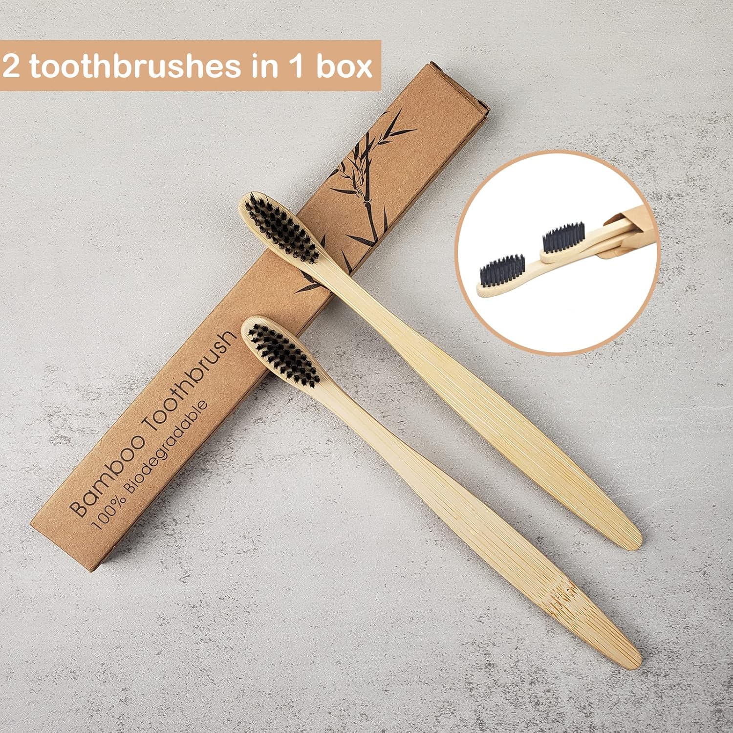 SEVENHEAD 10 PCS Bamboo Toothbrushes Soft Bristles Wooden Toothbrushes for Adult, Natural Biodegradable BPA Free Eco Friendly Toothbrushes Black