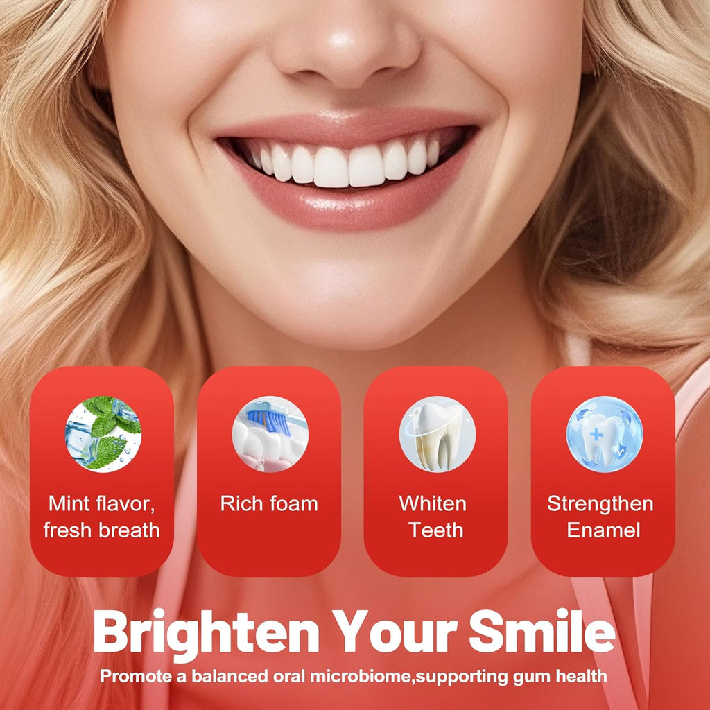 SP-6 Probiotic Whitening Toothpaste for Teeth Whitening/Brightening & Fresh Breath, 6 Probiotics Formula for Gum Health, Fluoride-Free, Minty Fresh Flavor,4.9 oz (2, Mint 2)