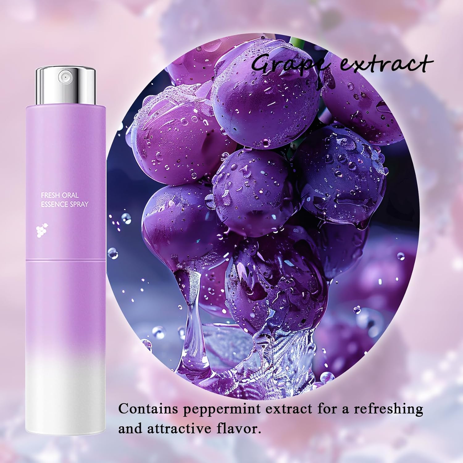 3PCS Breath Fresheners,Peach,Grape,Mint Flavors Fresh Breath Spray for Oral Care,Travel Size Mouth Rinse Fresheners,Refreshing Mini Mouth Sprays for Carrying Around