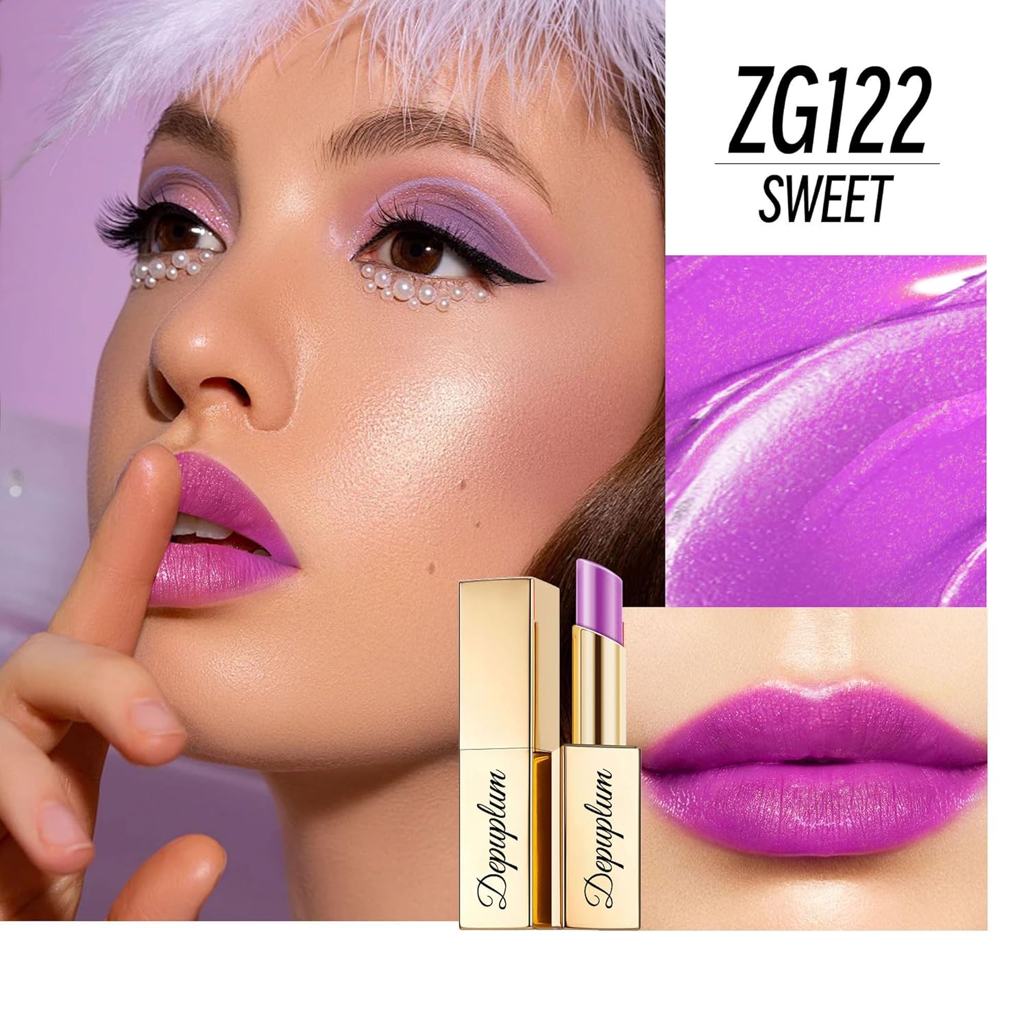 Red Berry Purple Lipstick Set for Women Shimmer Tinted Lip Balm Hydrating Moisturizing Lipstick Cruelty Free Lip Makeup, DM108/109/122