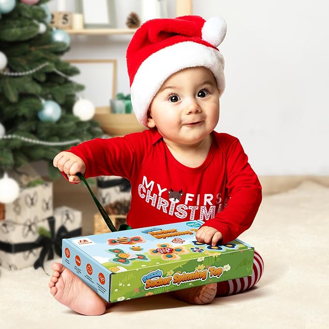 Vanmor Baby Suction Cup Spinning Top Toys, Suction Spinner Toys for Babies, Window Suction Toys for Baby High Chair Tray Bath Table Airplane Travel, Sensory Toys & Best Gift for Toddlers 1-3 (4 Pcs)