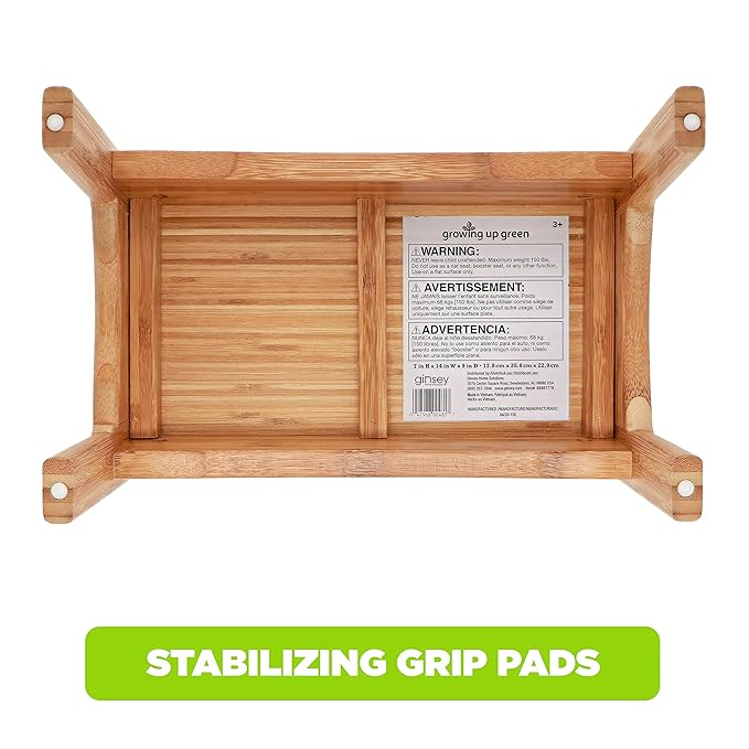 Growing Up Green Bamboo Bathroom Step Stool for Kids Using The Toilet and Sink - Kids Step Stool, Potty Training, Non-Slip, Bathroom, Kitchen, Lightweight