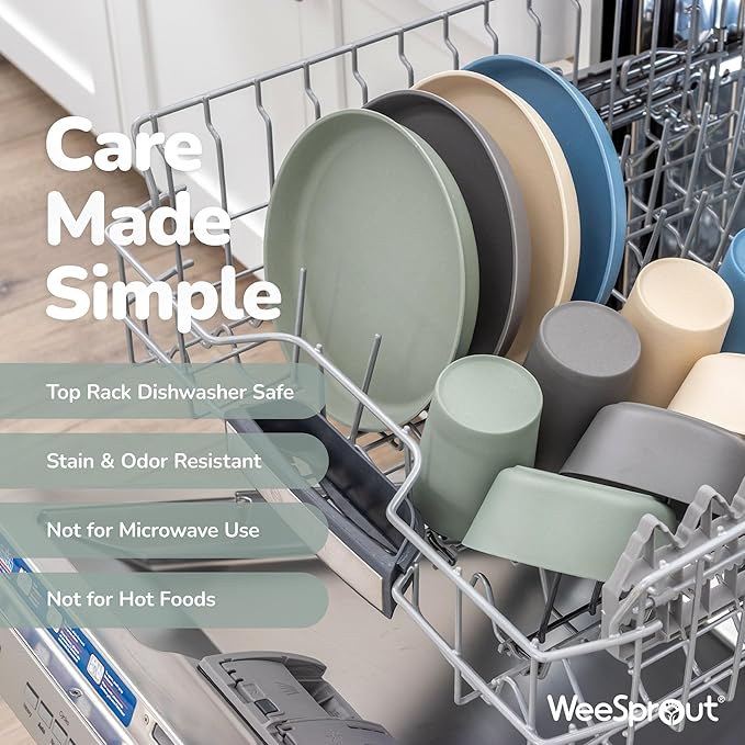 WeeSprout Bamboo Toddler Cups, 10 oz Set of Four, Babies, Big Kids & Toddlers, Made With All Natural Bamboo, Dishwasher Safe (Pastel Coral, Blue, Mint & Off White, 10 oz (Without Lids))