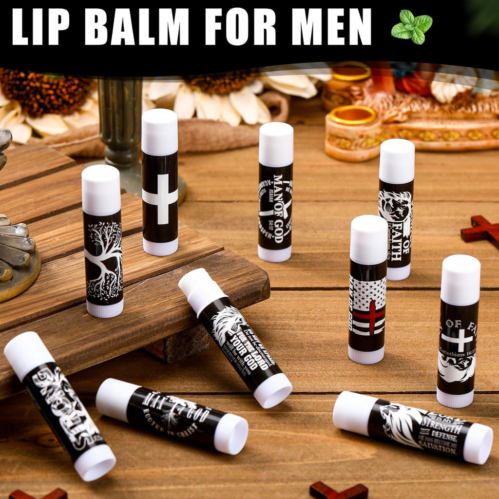 50 Pack Christmas Christian Religious Gifts Bulk Lip Balms for Men Church Party Favors Bible Verse Lip Balms with Scripture Gifts for Coworkers Staff Employee Christmas Stocking Stuffers