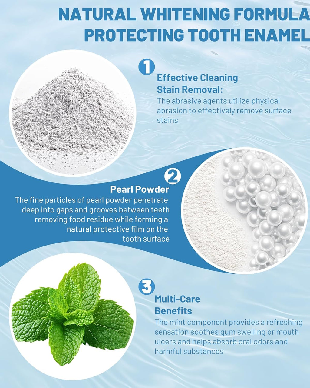 Teeth Whitening Powder, Toothpaste Whitening Powder Stain Removal Without Sensitivity, Natural Teeth Whitener Refreshing Mint Flavor Breath Freshener