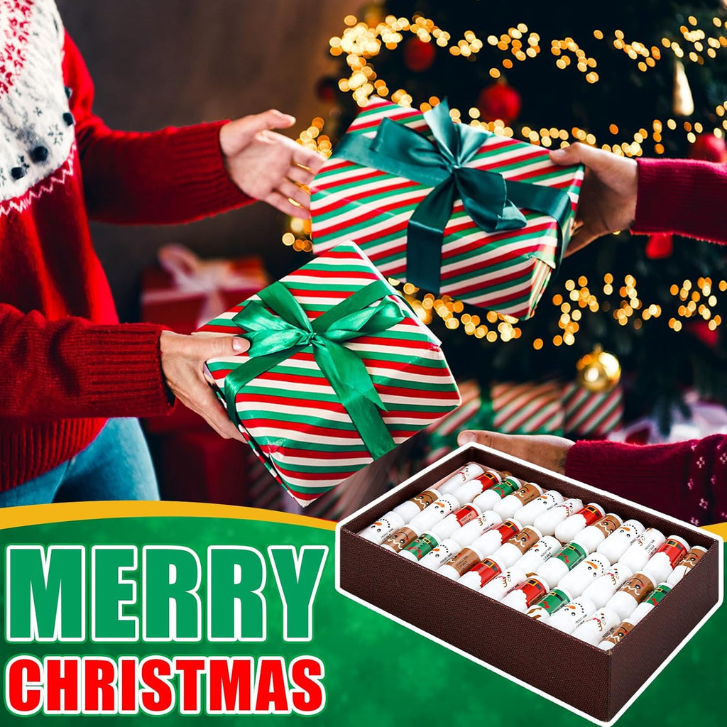 50 Pcs Christmas Lip Balm Bulk Mini Candy Cane Peppermint Flavor Lip Balms Bulk Christmas Stocking Stuffers Xmas Party Gifts Small Thank You Employee Appreciation Gifts for Women Men (Xmas Character)