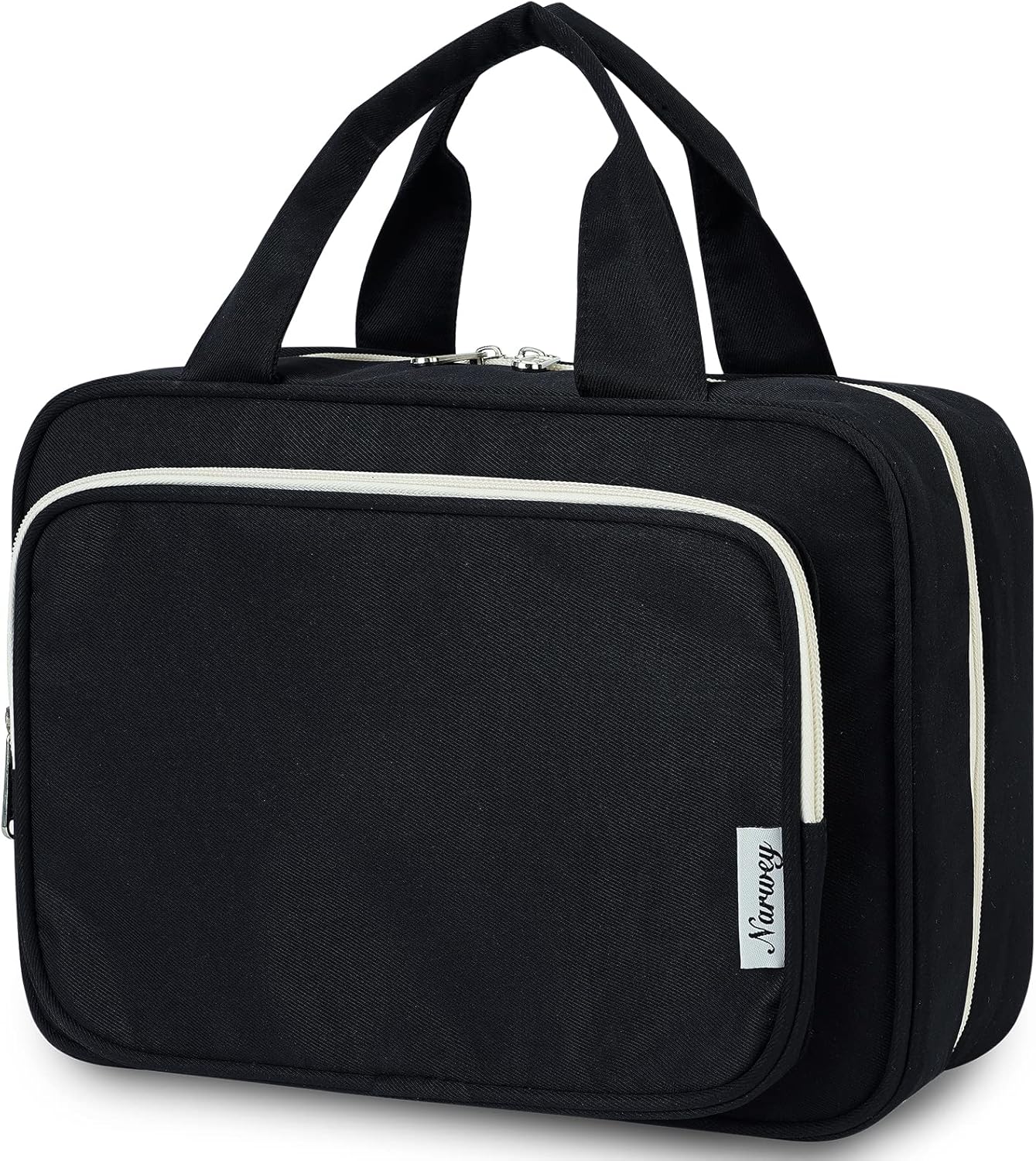 Narwey Travel Toiletry Bag for Women Large Hanging Makeup Bag Organizer Toiletries Bag for Full Size Essentials Accessories Cosmetics (Black (Large))