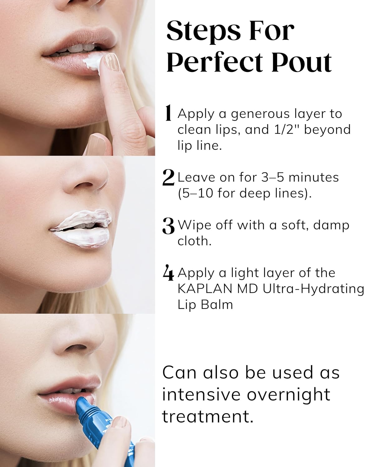 KAPLAN MD Perfect Pout Duo Lip Mask (0.5 oz.) & Lip Balm 0.17 oz. - Complete Anti-Aging Skin Care for Lips