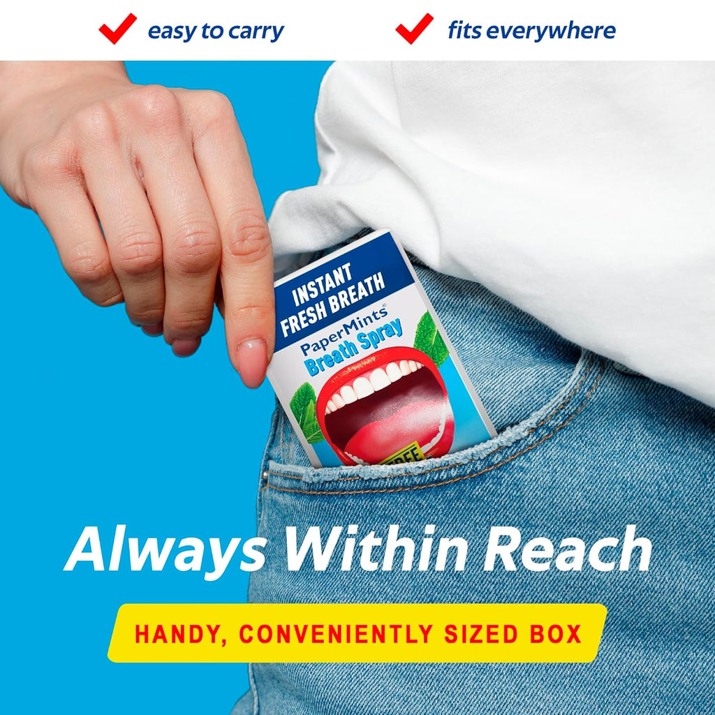 PaperMints Breath Spray for Bad Breath – Sugar-Free, Instant Freshness, 200 Mouth Sprays, Mint Flavor, Pack of 10