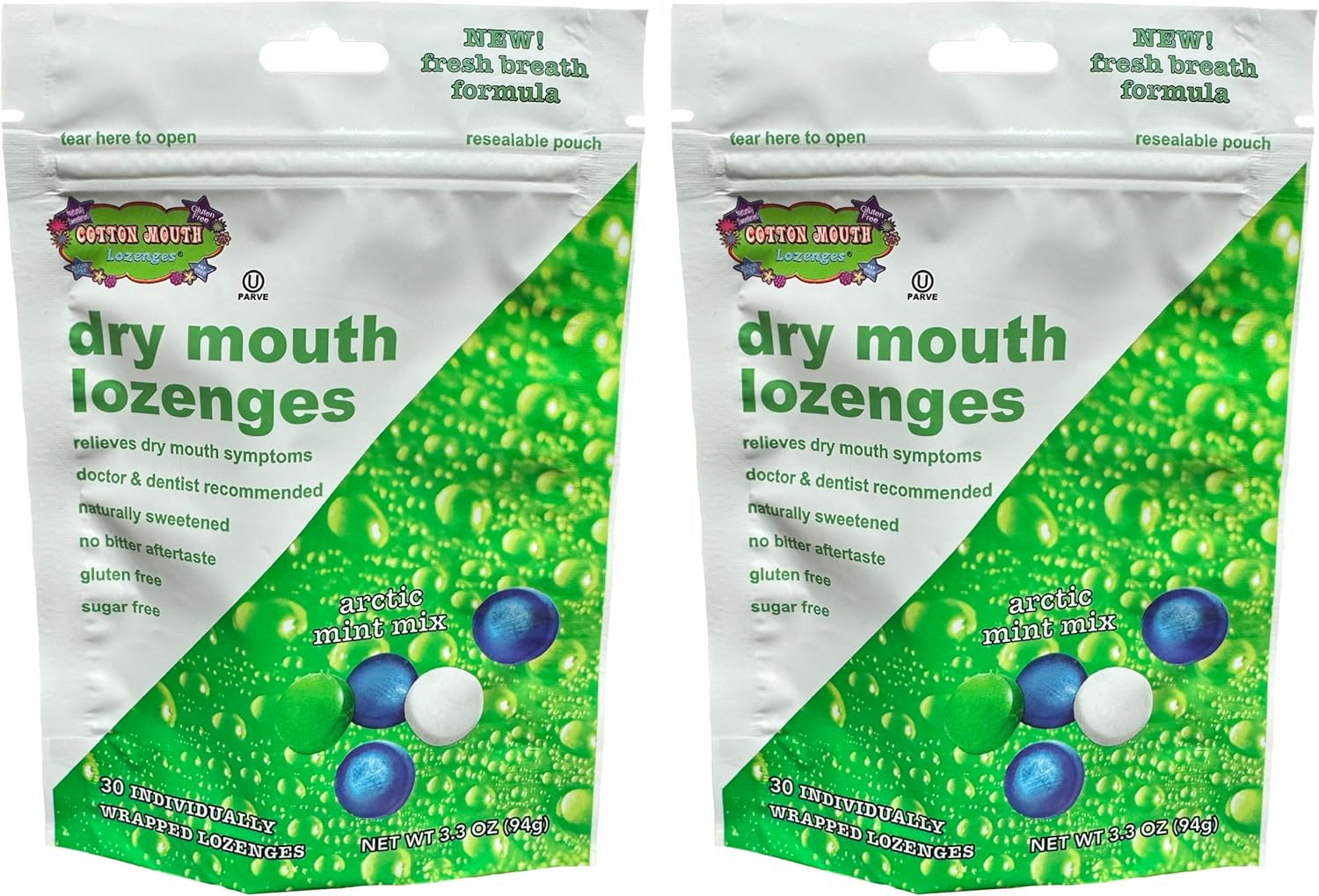 Dry Mouth Relief Mint Mix 3.3 Ounce Bag (2 Bags) | Freshens Breath & Increases Saliva Production, Sugar Free, Gluten Free, Delicious Mint Flavor, Individually Wrapped, 30 Ct