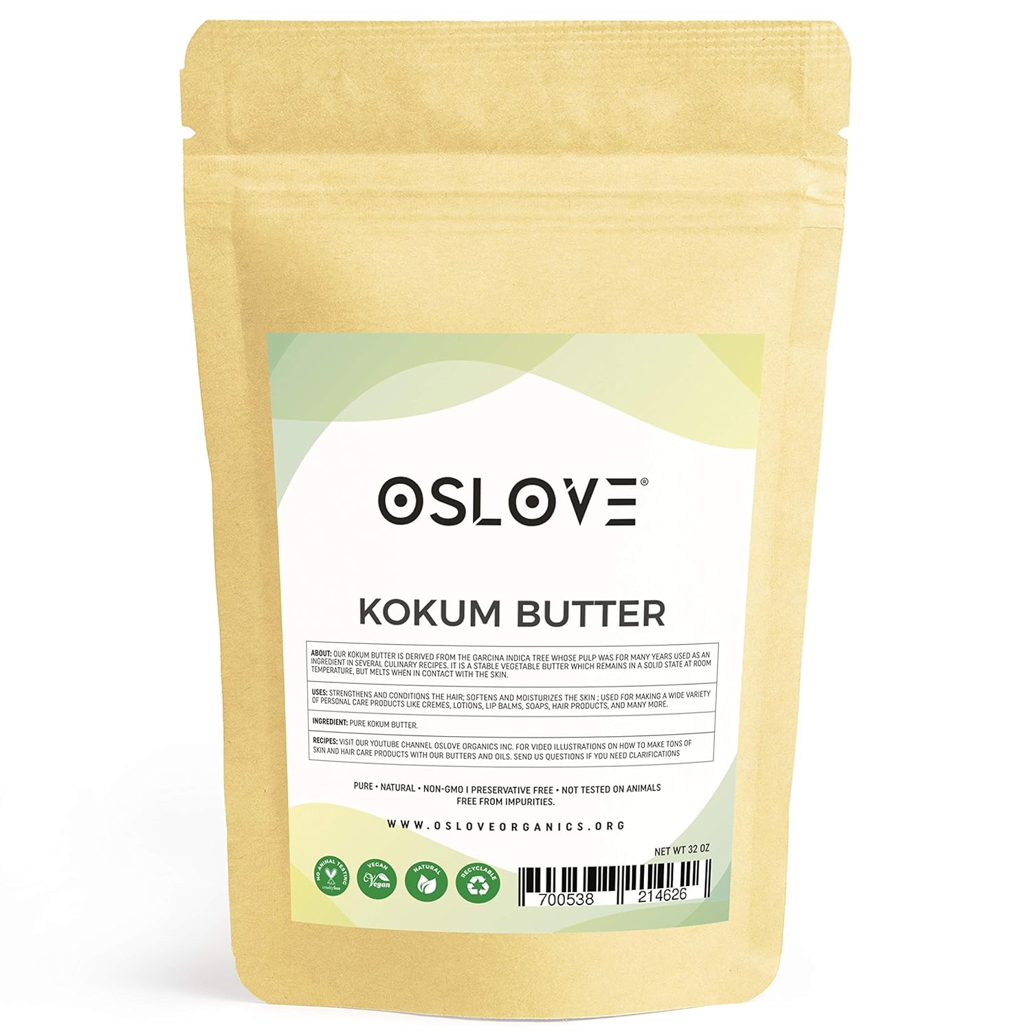 Kokum Butter 2 LB Pure, Natural, Fresh, Thickener for Body Butters, Sunscreens, Soaps, Deodorants, lip balm & Lotions.