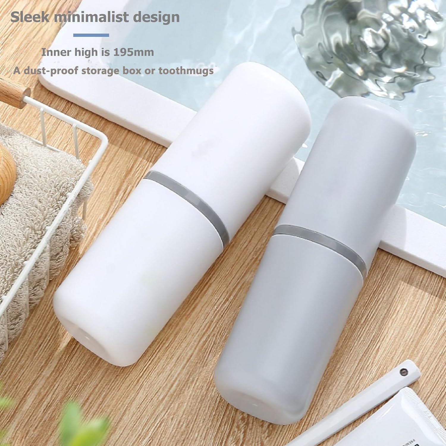 2PCS Toothbrush Travel Case,Multi-Function Portable Toothbrush Cove,Dustproof Toothbrush Holder,Suitable for Business Camping Travel or Daily Use(White + Gray)