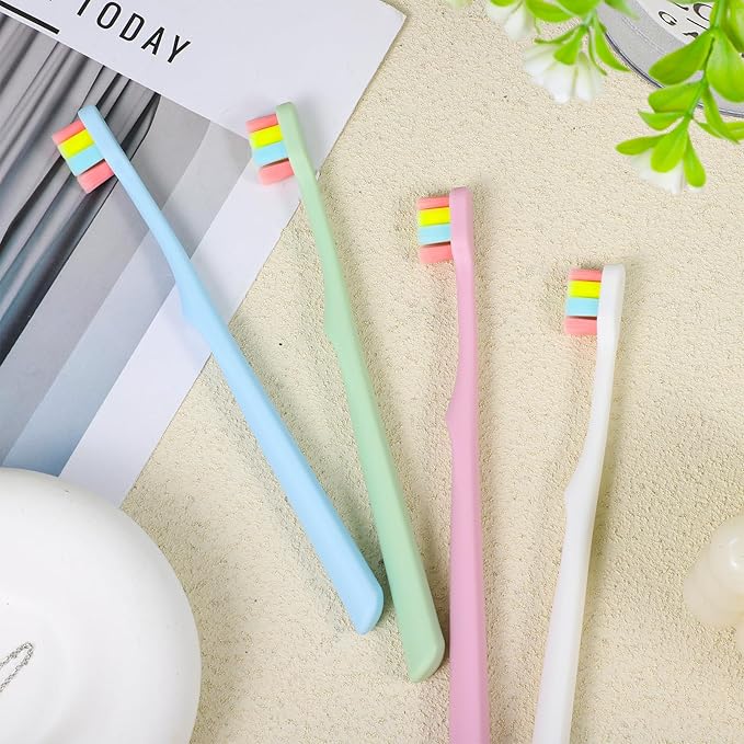 6 Pack Soft Bristle Toothbrush Multicolor Manual Toothbrushes for Sensitive Teeth Tapered with Brush Head Protector Saves Brushing Time for Family Pregnant Elderly