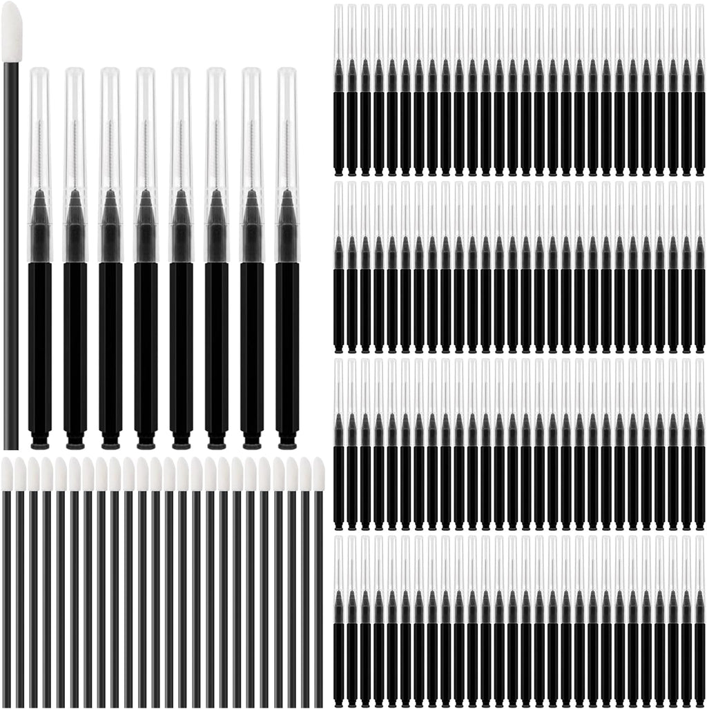 120 Pcs Interdental Brush + 25 Pcs Lip Wands Applicators Disposable, Braces Brush for Cleaner Interdental Brush Toothpick Dental Flossing Head Oral Dental Hygiene Flosser Tooth Cleaning Tools, Black