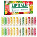 DMSKY Natural Lip Balm Bulk 24 Pack, Moisturizing Lip Balm with Vitamin E and Coconut Oil, Lip Care Product for Chapped Lips-12 Flavors
