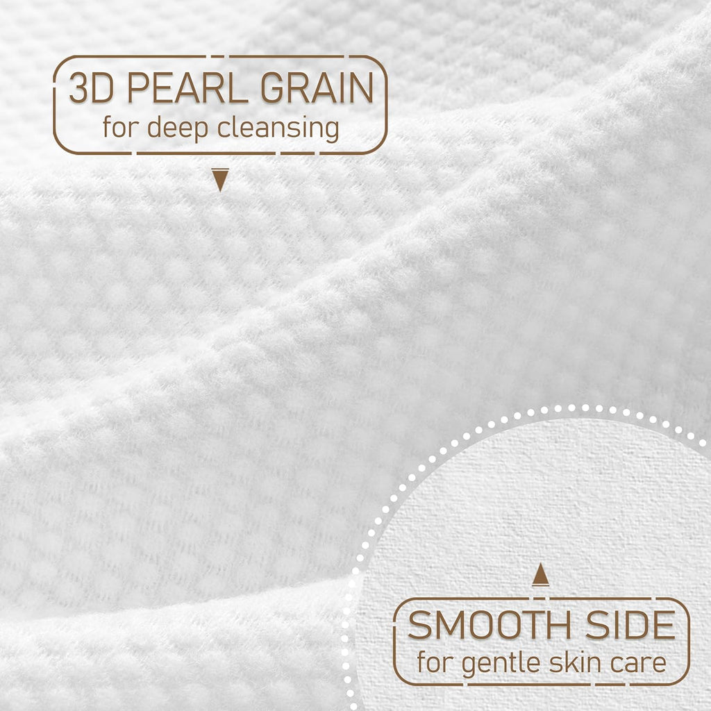 Luxe Bamboo Towel Container (Bamboo Box Towel Holder) with Disposable Face Towels Biodegradable Large Dry Wipes 100 Count Extra Thick Soft Clean Facial Towels for Facial Cleansing