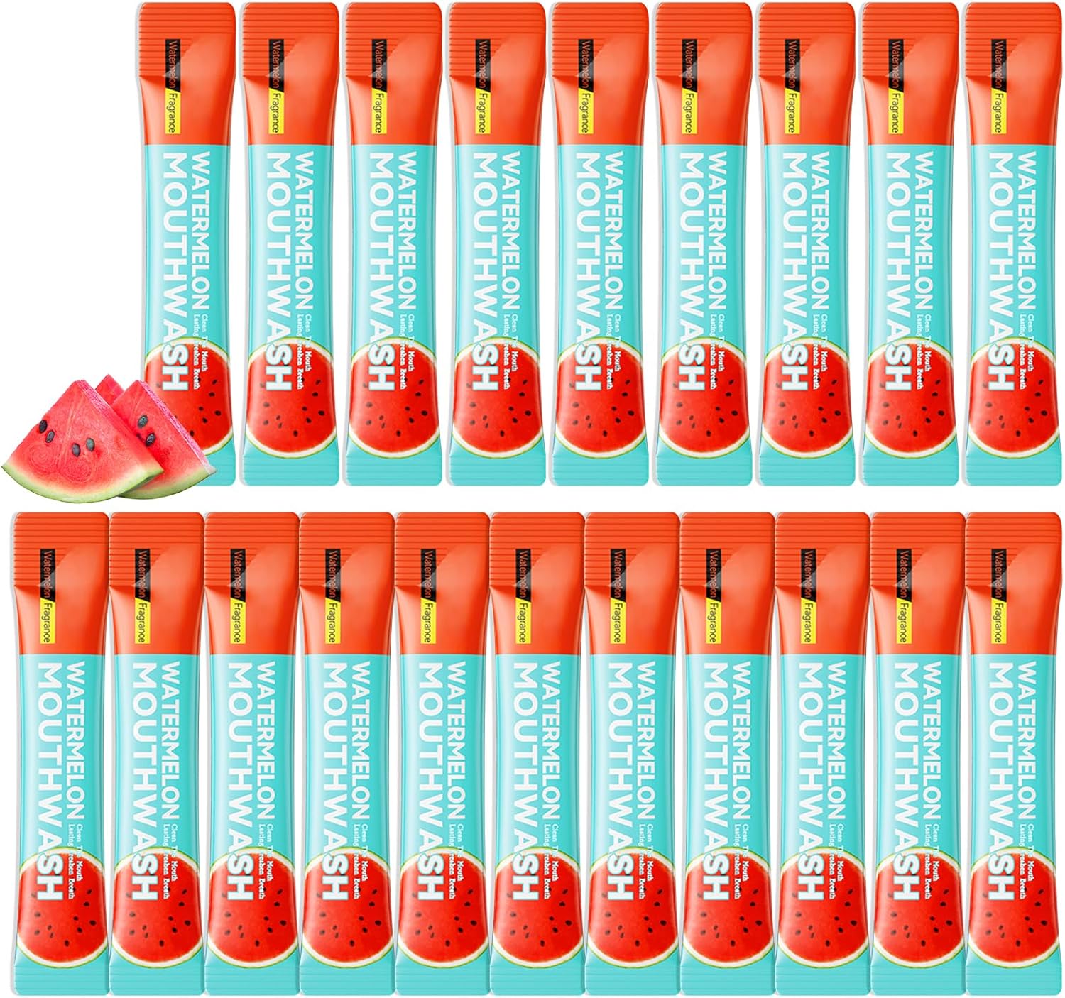 Mini Mouthwash Travel Size,Watermelon Flavor Portable Individual Travel Mouth Wash for Fresh Breath, Refreshing Long Lasting Gentle Oral Care Mouthwash Packs(Pack of 20)