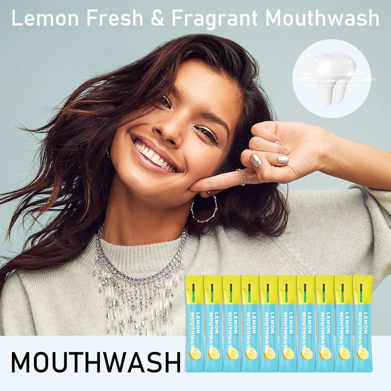 Mini Mouthwash Travel Size,Lemon Flavor Portable Individual Travel Mouth Wash for Fresh Breath, Refreshing Long Lasting Gentle Oral Care Mouthwash Packs(Pack of 20)