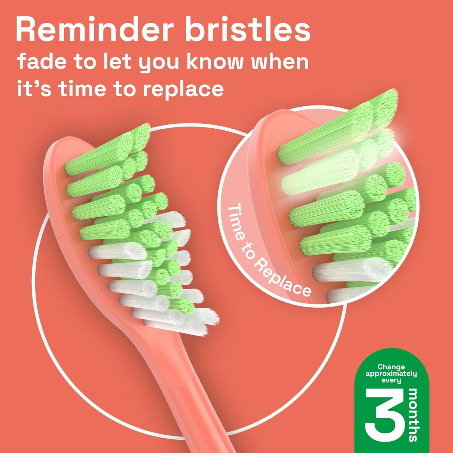 Brushmo Replacement Toothbrush Heads, Compatible with Philips One for Sonicare Electric Toothbrush Handles HY1022, 4 Standard Heads with Tongue Cleaner, Soft Dupont Bristles, BM124m, Miami Coral