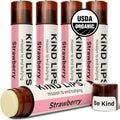 Kind Lips Strawberry Lip Balm 5-Pack - USDA Organic, Natural Lip Moisturizer for Dry Lips | Gluten-Free, Cruelty-Free