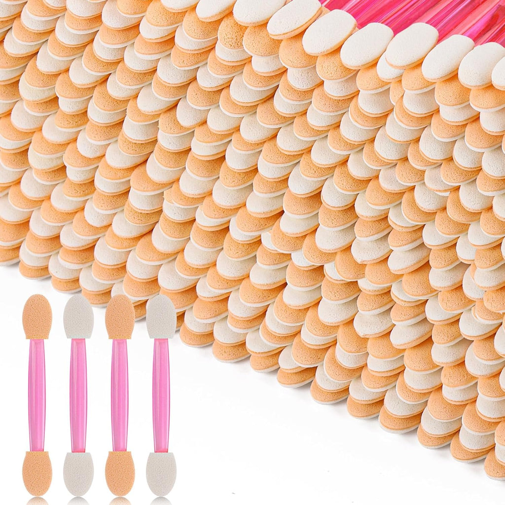 1000 Eye Shadow Applicator Disposable Foam Makeup Brush Sponge Tipped Oval Eyeshadow Applicators Dual Sides Pink